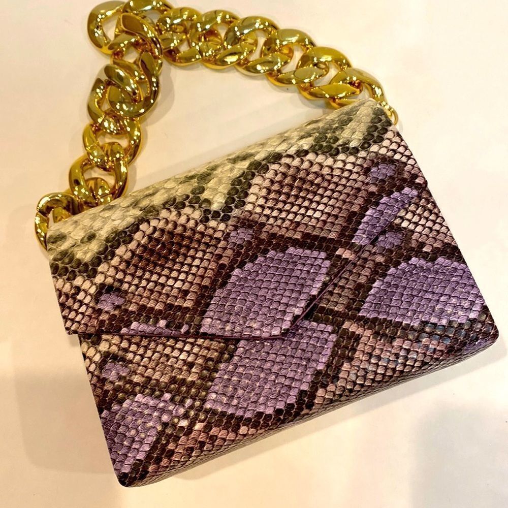 Brand New Snake Print Mini Chain Handle Evening Bag